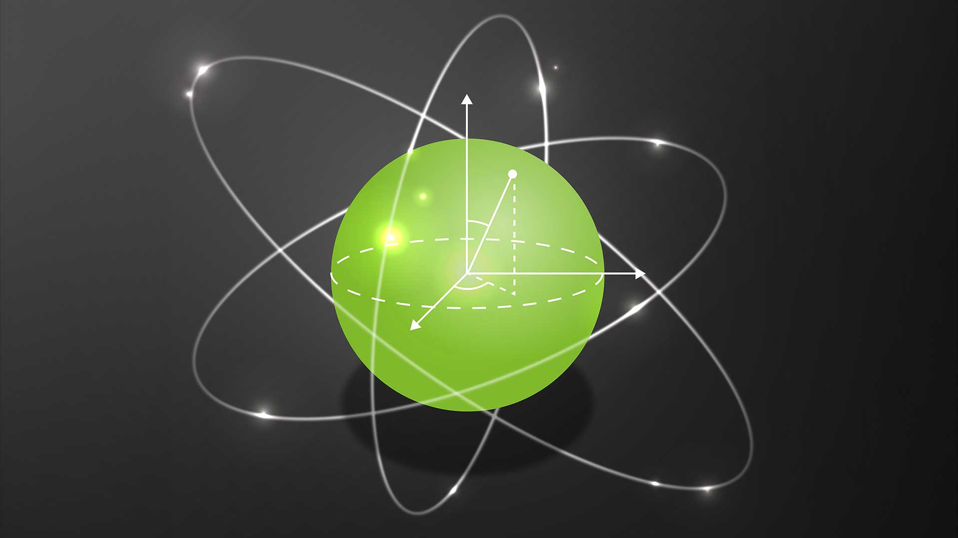 Atom with angles in the center and arrows