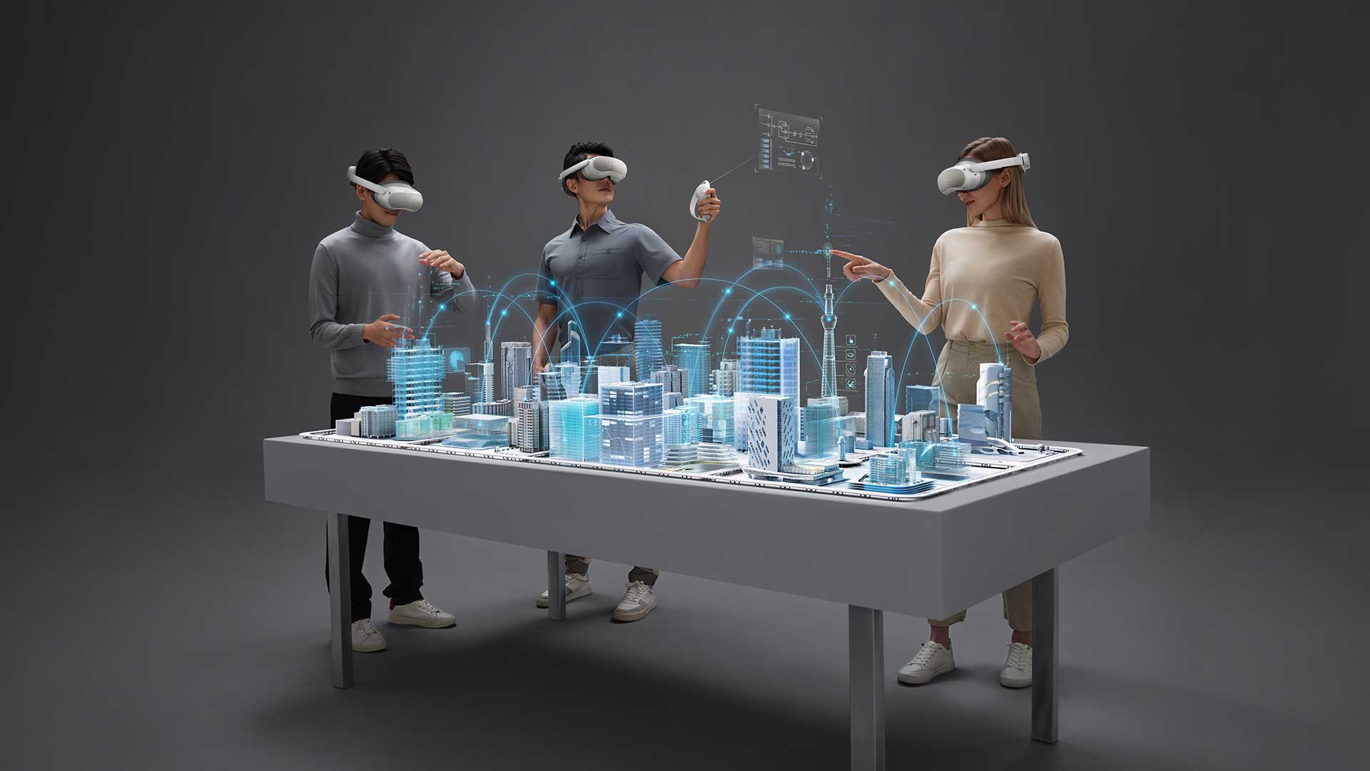 People using VR headsets