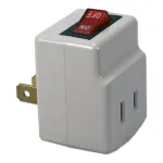 QVS PA-1P Single-Port Power Adapter with On/Off Switch NEMA 5-15P Plug 125V AC 15A Gray