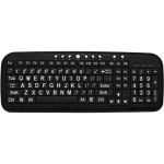 DataCal Ezsee Low Vision Keyboard Large White Print Black Keys - Cable Connectivity - USB Interface - Multimedia Hot Key(s) - English
