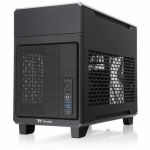 Thermaltake Gaming Computer Case - Mini-tower - Black - Steel  Mesh - 2 x Bay - Power Supply Installed - Mini ITX Motherboard Supported - 2 x Fan(s) Supported - 3.9in Display - 2 x Inte