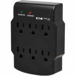 Tripp Lite by Eaton 6-Outlet Surge Protector Direct Plug-In 750 Joules Diagnostic LED Black - Receptacles: 6 x NEMA 5-15R - 540J