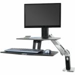 Ergotron WorkFit-A Desk Mount for Monitor  Keyboard  LCD Display  Tablet  Smartphone  Computer - Polished Aluminum - Height Adjustable - 27in to 34in Screen Support - 25 lb Load Capacit