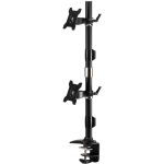 Amer Mounts Clamp Based Vertical Dual Monitor Mount for two 15in-24in LCD/LED Flat Panels - Supports up to 17.6lb monitors  +/- 20 degree tilt  and VESA 75/100