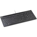 Kensington Slim Type Wired Keyboard - Cable Connectivity - USB Interface - Volume Up  Volume Down  Sleep  Mute Hot Key(s) - Desktop Computer - Windows  Mac OS - Scissors Keyswitch - Bla