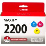 Canon PGI-2200 CMY Original Inkjet Ink Cartridge - Yellow  Cyan  Magenta - 3 Pack