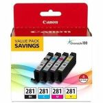 Canon CLI-281 Inkjet Ink Cartridge - Value Pack - Black  Cyan  Magenta  Yellow - 4 Pack - Inkjet - 4 Pack