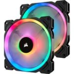 Corsair CO-9050074-WW LL Series LL140 RGB 140mm Dual Light Loop RGB LED PWM Fan 2 Fan Pack with Lighting Node PRO