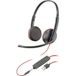 Plantronics Blackwire C3225 Headset - Stereo - USB Type A  Mini-phone (3.5mm) - Wired - 20 Hz to 20 kHz - Over-the-head - Binaural - Supra-aural - Noise Cancelling Microphone - Black