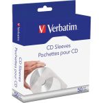 Verbatim 70126 CD/DVD Paper Sleeves with Clear Window 50pk Box - Keep your CDs and DVDs organized and put away with Verbatims