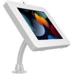 CTA Digital Premium Security Kiosk Stand with Gooseneck Tabletop Mount (White) - 10.50in Screen Support - Metal