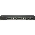SonicWall SWS12-8POE Ethernet Switch - 8 Ports - Manageable - Gigabit Ethernet - 1000Base-T  1000Base-X - 2 Layer Supported - 2 SFP Slots - 63.20 W Power Consumption - 55 W PoE Budget -
