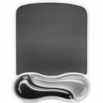 Kensington Duo Gel Wave Mouse Pad & Wrist Rest - 9.60in Height x 7.60in Width x 30in Depth - Black/Gray - Gel - Mouse - TAA Compliant