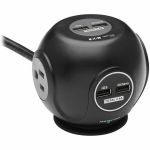 Eaton Tripp Lite Series 3-Outlet Spherical Surge Protector  4 USB Ports (4.8A Shared) - 6 ft. (1.83 m) Cord  5-15P Plug  540 Joules  Black - 3 x NEMA 5-15R  4 x USB - 1800 VA - 540 J -