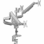 Eaton Tripp Lite Series Triple-Display Gas-Spring Flex-Arm Desktop Clamp and Grommet for 17in to 30in Flat-Screen Displays - USB and Audio Ports  Aluminum - 3 Display(s) Supported30? Sc