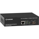 Black Box 10/100/1000B-T PoE PSE To 1000B-X Media Converter - Network (RJ-45) - 1x PoE (RJ-45) Ports - 1 x LC Ports - DuplexLC Port - Multi-mode - 850 nm Fiber - Gigabit Ethernet - 10/1