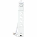 CyberPower P406U Home Office 4 - Outlet Surge Protector with 500 J Surge Suppression - Clamping Voltage 800V  6 ft Cord  NEMA 5-15P  Low Profile  2 - 2.4 Amps (Shared) USB  EMI/RFI Filt