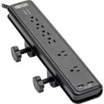 Tripp Lite by Eaton Safe-IT 6-Outlet Surge Protector 2 USB Charging Ports 8 ft. Cord 5-15P Plug 2100 Joules Antimicrobial Protection Black - 6 x NEMA 5-15R  2 x USB - 1875 VA - 2100 J -
