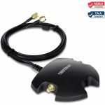 TRENDnet Magnetic Dual Antenna Mounting Base Stand RP-SMA Female with RP-SMA Male Extension Cable 1m (3.3 ft.)  Black  TEW-LB101 - 2.4GHz  5GHz - Wireless Router  Wireless Access Point