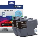 Brother LC401XL2PKS Original High Yield Inkjet Ink Cartridge - Black - 2 / Pack - 500 Pages