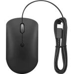 Lenovo GY51D20875 400 USB-C Wired Compact Mouse Optical - Cable - Raven Black - USB Type C - 2400 dpi - Scroll Wheel - 4 Button