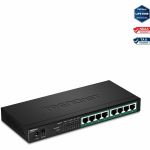 TRENDnet 8-Port Gigabit PoE+ Switch  65W PoE Power Budget  16Gbps Switching Capacity  IEEE 802.1p QoS  DSCP Pass-Through Support  Fanless  Wall Mountable  Lifetime Protection  Black  TP