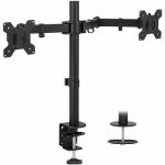 Mount-It! Dual Monitor Mount with C-Clamp and Grommet Base - Height Adjustable - 2 Display(s) Supported - 17in to 32in Screen Support - 44 lb Load Capacity - 75 x 75  100 x 100 - VESA M