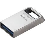 Kingston DataTraveler Micro USB Flash Drive - 64 GB - USB 3.2 (Gen 1) Type A - 200 MB/s Read Speed - Silver - 5 Year Warranty