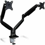 Mount-It! Dual Monitor Arm Desk Mount with Gas Spring  C-Clamp and Grommet - Black - Height Adjustable - 2 Display(s) Supported - 13in to 32in Screen Support - 39.60 lb Load Capacity -