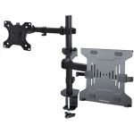 StarTech Monitor Arm with VESA Laptop Tray  For a Laptop & Single Display up to 32in (17.6lb/8kg)  Adjustable Desk Laptop Arm Mount - This black monitor and laptop mount for desk allows