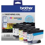 Brother LC3037 Genuine High-Yield Multi-Pack Ink  Black/Cyan/Magenta/Yellow  Pack Of 4 Cartridges  LC30374PKS - 3000 Pages Black  1500 Pages Cyan  1500 Pages Magenta  1500 Pages Yellow