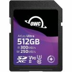 OWC 512GB Atlas Ultra SDXC UHS-II V90 Memory Card - 300 MB/s Read - 250 MB/s Write - Minimum 90MB/s Sustained Write - Ideal For Advanced Photo/Video Capture - High-resolution RAW photog