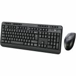 Adesso Antimicrobial Wireless Desktop Keyboard & Mouse - USB Membrane Wireless RF 2.40 GHz Keyboard - Black - USB Wireless RF Mouse - Optical - 1200 dpi - QWERTY - Black - Media Player