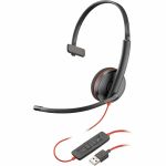 Poly Blackwire 3210 Monaural USB-A Headset (Bulk) - Mono - USB Type A - Wired - 32 Ohm - 20 Hz to 20 kHz - On-ear  Over-the-head - Monaural - Supra-aural - 5.20 ft Cable - Omni-directio