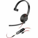 Poly Blackwire 5210 Headset +Inline Cable +USB-C/A Adapter TAA - Microsoft Teams Certification - Mono - USB Type C  Mini-phone (3.5mm) - Wired - 32 Ohm - 20 Hz to 20 kHz - Over-the-head