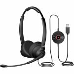Cyber Acoustics Professional USB Headset with AI Noise Cancelation - Microsoft Teams Certification - Stereo - USB Type A - Wired - 20 Hz to 20 kHz - Over-the-head - Binaural - Supra-aur