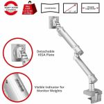 SIIG MTPRO Heavy Duty Desk Mount Single Monitor Arm - Up to 49in- Max load up to 44 lbs - VESA 75 & 100mm - TAA Compliant - Heavy Duty Single Monitor Arm Desk Mount for 22in- 49in Monit