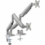 Rocstor ErgoReach Mounting Arm for Monitor - Silver - Landscape/Portrait - 2 Display(s) Supported - 17in to 32in Screen Support - 19.80 lb Load Capacity - 75 x 75  100 x 100 - VESA Moun