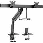 V7 DM1HDD Mounting Arm for Monitor Display Matte Black - Dual Monitor Heavy Duty Gas Spring Bar Mount Height Adjustable - 2 Disp