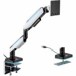 Mount-It! Heavy-Duty Ultrawide Desk Monitor Mount for Curved & Widescreen Monitors - Grayish White  Matte Black - Height Adjustable - 1 Display(s) Supported - 17in to 49in Screen Suppor
