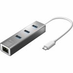 j5create USB-C 3-Port Hub with Gigabit Ethernet - USB Type C - 640 MB/s - Desktop  Notebook  Keyboard  Mouse  Camera  Smartphone  Flash Drive  Webcam - Portable - 3 USB Port(s) - 1 Netw