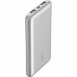 Belkin BPB011btSL 15W 3-port USB Power Bank 10K mAh 2xUSB-A (12W) 1xUSB-C (15W) Portable Charger w/ USB-A to USB-C Silver