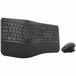 Targus EcoSmart Ergonomic Keyboard and ErgoFlip Mouse Combo - USB Wireless Bluetooth 5.0 Keyboard - Black - USB Wireless Bluetooth Mouse - 4000 dpi - Black - Symmetrical - Compatible wi