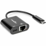 Rocstor Premium USB-C to Gigabit Ethernet with USB-C 100W Power Delivery PD 3.0 Adapter - USB Type C - 2 Port(s) - 1 - Twisted Pair - 10/100/1000Base-T