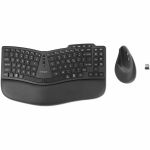 Kensington Pro Fit Ergo KM675 EQ Wireless Desktop Set - USB Type A Wireless Bluetooth/RF 2.40 GHz Keyboard - Black - USB Type A Wireless Bluetooth/RF Mouse - 2400 dpi - Black - Compatib