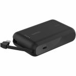 Belkin BPB021fqBK BoostCharge Power Bank 10K With Integrated Cable 10000 mAh - 20 W - USB Type-C Connector - Black For Smartphone Tablet PC iPad mini iPad iPad Pro