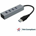 4XEM 4-port USB-A Data Hub - TAA - USB Type A - 640 MB/s - Notebook  Desktop  Keyboard  Mouse  Flash Drive  Hard Drive - 4 USB Port(s) - TAA Compliant