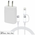 4XEM 25W USB-C PD Wall Charger Kit with 3ft USB-C to USB-C Cable & Lightning Adapter  MFi Certified  White - 25W USB-C Power Delivery Wall Charger with 3ft 2-in-1 USB-C Cable and Lightn