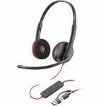 Poly Blackwire 3220 Black Headset +USB-C/A Adapter TAA (Bulk) - Stereo - USB Type A  Mini-phone (3.5mm) - Wired - 32 Ohm - 20 Hz to 20 kHz - On-ear  Over-the-head - Binaural - Supra-aur