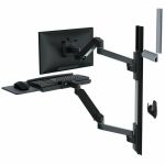 Ergotron Wall Mount for Keyboard  Monitor - Black - Height Adjustable - 34in Screen Support - 22 lb Load Capacity - 100 x 100  75 x 75 - VESA Mount Compatible - Aluminum